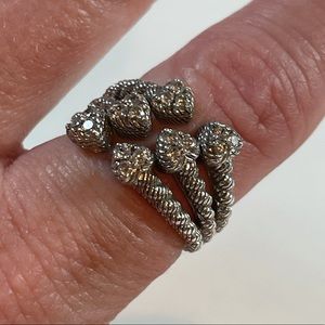 Judith Ripka Heart Silver Adjustable Ring